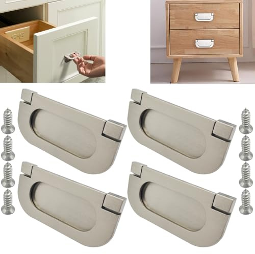 CTRICALVER 4pcs Acciaio Inossidabile Maniglie Invisibili |Argento Maniglie e pomelli cassetti per Ante di mobili |per porte per armadio da cucina armadio cassetto （75mm）
