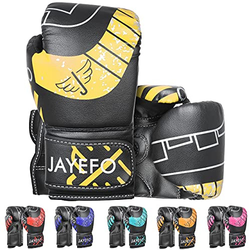 Jayefo Guantoni da Boxe per Bambini e Ragazzi - Guantoni da Boxe per Giovani per Boxe, Kick Boxing, Muay Thai e MMA - Guanti da Sacco Pesante per Principianti per Sacco da Boxe Pesante