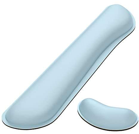 Dapesuom Enlarge Keyboard Wrist Rest Pad,Memory Foam Set Wrist Cushion Support for Easy Typing & Pain Relief,Mouse Wrist Pad,Anti-Slip Wrist Support for Gaming,Computer, Laptop, Office,Sky Blue