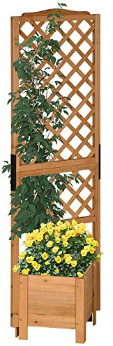 Outsunny Jardinière avec Treillis sur Pieds pour Fleurs Plantes - dim. 54,5L x 52l x 180H cm - Bois Sapin pré-huilé