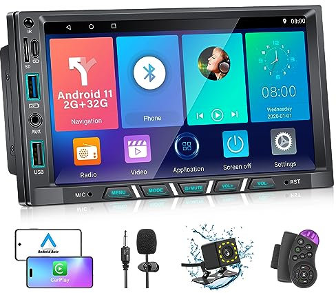 Autoradio 2 Din con Apple CarPlay e Android Auto, 2 Din Android Stereo Auto Bluetooth con Schermo HD da 7 Pollici con Backup Camera/Mirror Link/GPS/WiFi/FM/AUX/USB/TF.