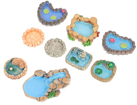 Yardwe 18 Pcs Ornements D'étang D'étang Figure De Pot De Fleur Bassin De Jardin Miniature Ornement D'étang De Jardin Petite Sculpture D'étang Résine Maison De Poupée Petit Composant