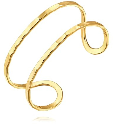 Dainty Gold Cuff Bangle Bracelet for Women Trendy Cool Stackable Bracelets Fashion Statement Layered Thin Gold Bracelet