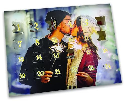Calendario dell'avvento Personalizzato Idea Regalo Natale 2024 bambini ragazzi Amore Fidanzati Famiglia Snack Cioccolato al latte cereali bueno cioccolatini Christmas buono Personalizza con tua foto