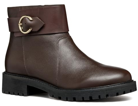 Geox Bottines D Hoara B pour femme, Marron foncé, 37 EU