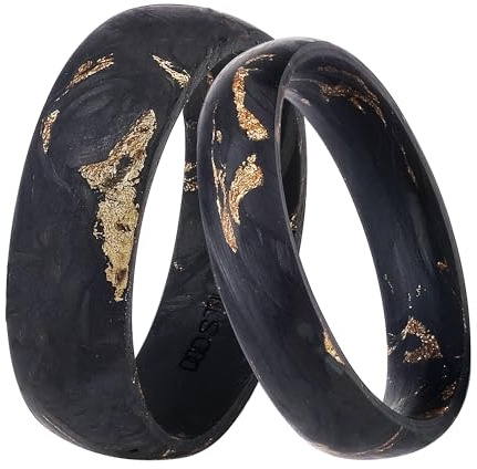 DOOSTI Trauring/Ehering/Partnerring aus Carbon - UNIQUE- Carbon marmoriert - Damen und Herren Variante - (Ring Breite 7 mm, 68)