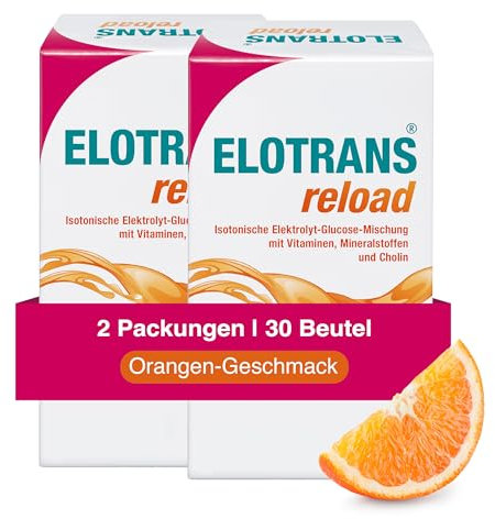 ELOTRANS reload - isotonische Elektrolyt-Glucose-Mischung - Nahrungsergänzungsmittel mit Magnesium, Kaliumchlorid, Cholin und B-Vitaminen - 2 x 15 Beutel, Big Pack