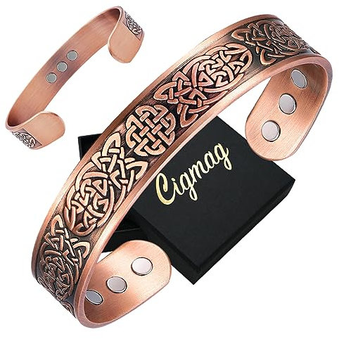 Cigmag Kupfer Armband Männer Herren 9 Ultrastarke Magnete 99% Reines Kupfer Verstellbar mit Geschenkbox (Keltischer Knoten)