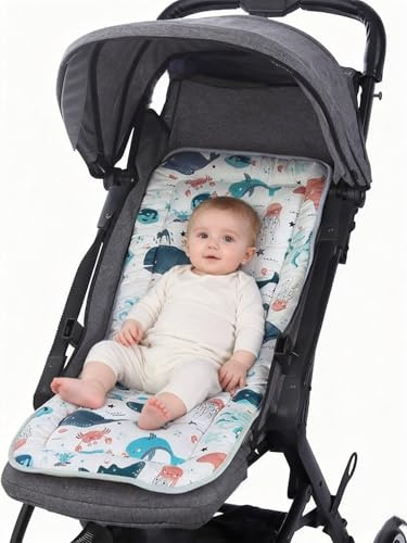 Coussin de Siège Poussette Universel Coussin Poussette Respirant Bébé Coussin Soutien Réversible Matelas à Langer Lavable Coussin Reducteur de Landau Universel Coussin Réducteur Poussette Confort