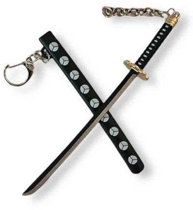 Nyckelring Mini Katana brevöppnare piratsvärd svärdsmästare – 17 cm – metall, XL, metall, ingen ädelsten