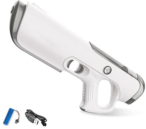 Elektrische Wasserpistole für Erwachsene und Kinder,Automatische Wasserpistole mit Wasseraufnahme,Wasser Pistole Elektrisch mit 350CC/33 FT Wasserspritzpistole für Sommer Party Strand (Grau)