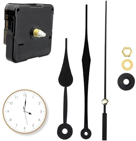 Silent Quartz Clock Mechanism Kit – Battery-Powered Movement with 3 Clock Hands – DIY Wall Clock Repair Replacement for Crafts, Home, Office – Easy Installation, No Ticking Noise