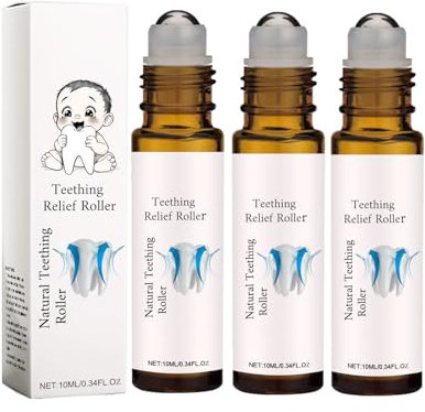 A Thousand Roses Natural Teething Roller & Relief Oil, Zahnen Natürliche Schmerzlinderungsrolle für Babys, Schmerzlinderung, reduziert Zahnungsbeschwerden, Soothing Tething Pain (3, Stück)