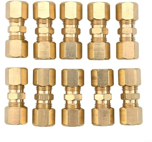 Lot de 10 raccords à compression en laiton pour conduite de frein, pour conduite hydraulique et carburant (1/4)