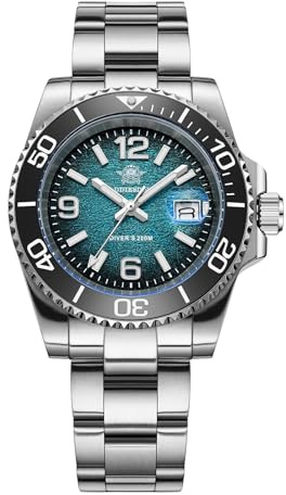 ADDIESDIVE Montre de Plongée Homme 41mm Mouvement Quartz Étanche 200M BGW9 Lunette en Acier Inoxydable Super Lumineuse Montre analogique AD2513