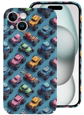 Buewutiry Compatible avec iPhone 15 Coque fine de 6,1 po – Coque robuste et cool pour téléphone portable imprimé camions tout-terrain, compatible avec iPhone 15 pour homme et femme, anti-rayures et