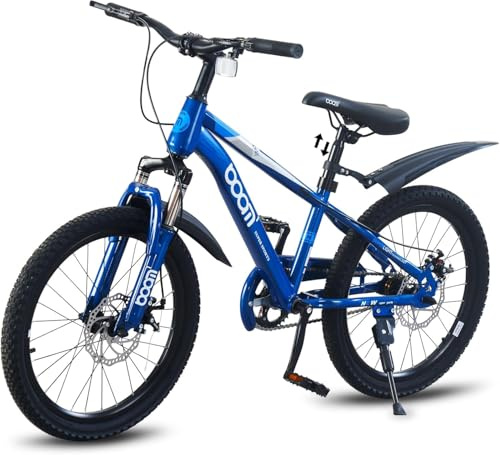 LSBIKE 18 20 22Inch Mountain Kid Bike Children Bicycle for 5-13 Years Boys & Girls, Kid bikes Bicycle with Front and Rear Disc Brakes, Mudguards and Front Shock Absorber, Reflector (BLUE, 18INCH)