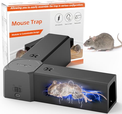 Piege a Rat Electrique avec 2 Boîtes à Appâts, Tension Puissante de 2000V pour Tuer Les Rats Instantanément, Piège à Souris D'intérieur, Efficace pour Les Petites Souris
