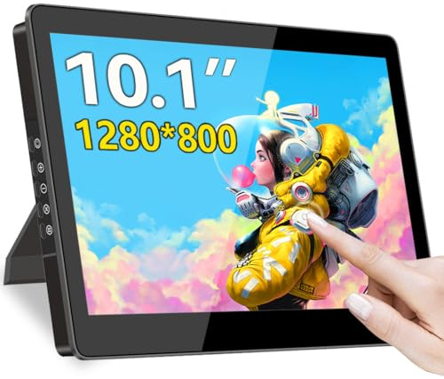 Magedok 10,1 pollici monitor touchscreen, IPS 1280×800, monitor secondario compatto USB-C, touch 10 punti, HDMI, VESA, altoparlanti dual, mini monitor per laptop/PC/Raspberry Pi/stampante 3D