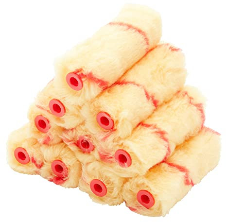 ProDec Lot de 10 mini-rouleaux tissés 100 mm poils longs pour finition lisse avec émulsions pro et particuliers sur murs intérieurs et plafonds