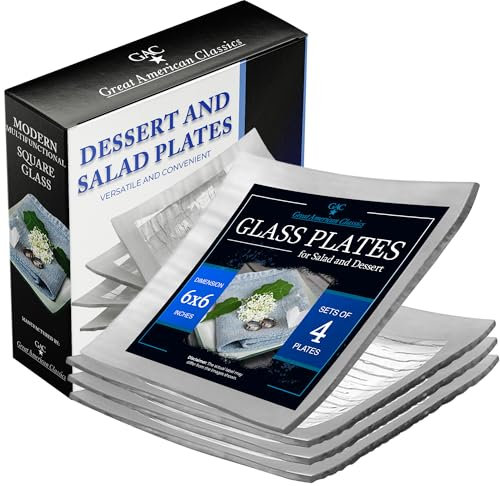GAC - Härdat glas efterrätter, fyrkantig design (4 stycken)