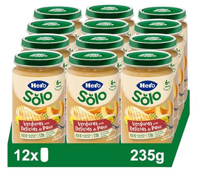 Hero Baby Tarrito Infantil - Tarritos de Verdura con Delicias de Pavo, Sin Aceite de Palma, Sin Sal Añadida, Para Bebés desde 6 meses, Ingredientes 100% naturales, 235 g (Paquete de 12)