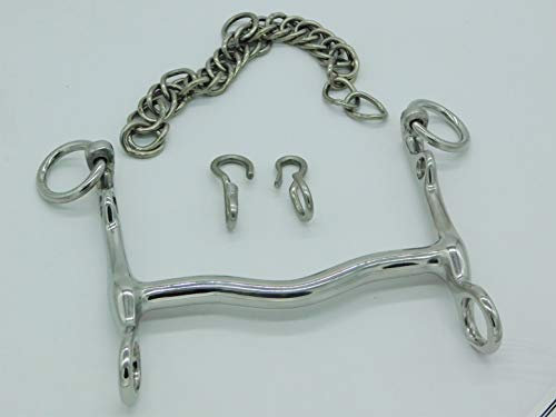 Dressur Kandare Kandarengebiss Gebiss Rostfrei + Kinnkette 12,5 13,5 14,5 15,5 16,5 auch Übergröße Tysons (14,5)