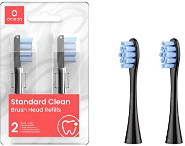 Oclean Bürstenköpfe, Clean Brush Head B02, 2PCS Elektrische Zahnbürstenköpfe, Kompatibel mit Allen Elektrischen Zahnbürsten von Oclean, Bürstenköpfe mit DuPont-Borsten – schwarz