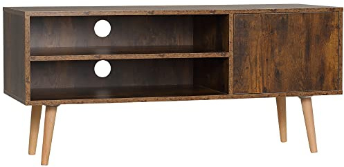 HOMCOM TV Stand Cabinet up to 55, TV Unit with 2 Storage Shelves and Single Door for Living Room, Bedroom, Brown