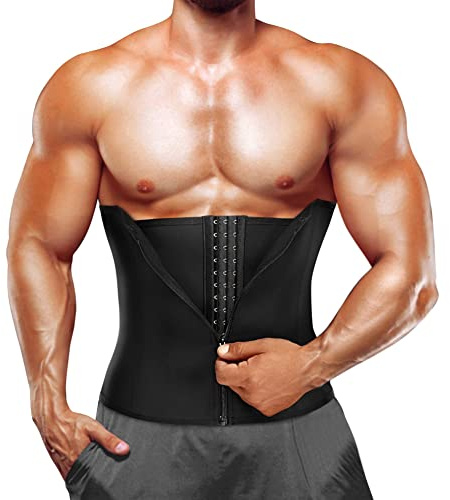 Junlan Men Waist Trainer Corsets Tummy Control Shapewear Sport Workout Girdle Slimming Body Shaper(Black,2XL)