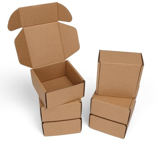Horlimer Brown Cardboard Box, Set 6, Cardboard Boxes 4 x 4 x 2, Moving Boxes, Great for Wrapping Gifts or Any Items