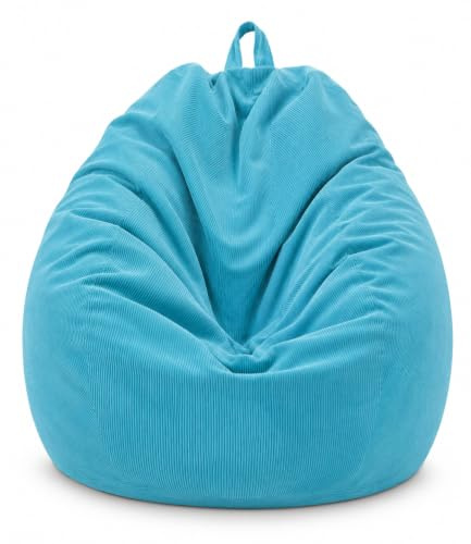 Highdi Pouf Salon pour Adulte 100 x 120 cm（sans Remplissage）- Velours Côtelé Housse de Pouf pour Intérieur et Extérieur, Bleu Ciel Kids Bean Bag Cover pour Salon