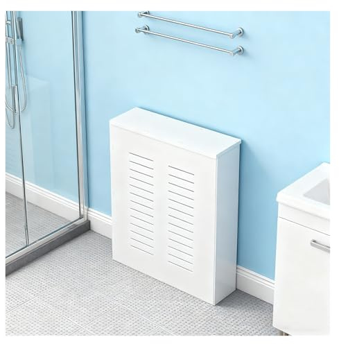 LINGDSWULING Diseño Moderno Listones Y Nido Abeja Mueble Cobertura del Radiador Lacado Revestimiento Protector Cubre Radiadores Blanco Balda(31.50x31.50x7.87in)