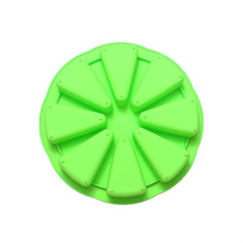 Zenova Silicone Quiche Slice Moulds,Triangle 8 Cavities Silicone Quiche Moulds for Baking,Non Stick Pizza Slice Cake Mould Cake Pan,Heat Resistant Baking Tool for Brownies Muffins Scone Pizza (Green)