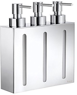 Smedbo Dreifacher Seifen- und Lotionspender Outline, poliertes Chrom, 16,7 x 6 x 21 cm, silberfarben