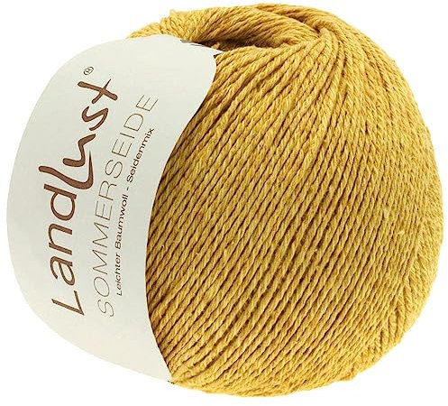 LANA GROSSA Landlust Sommerseide | Feines & leichtes Baumwoll-Seidengarn | Handstrickgarn aus 50% Seide & 50% Baumwolle | 50g Wolle zum Stricken & Häkeln | 170m Garn