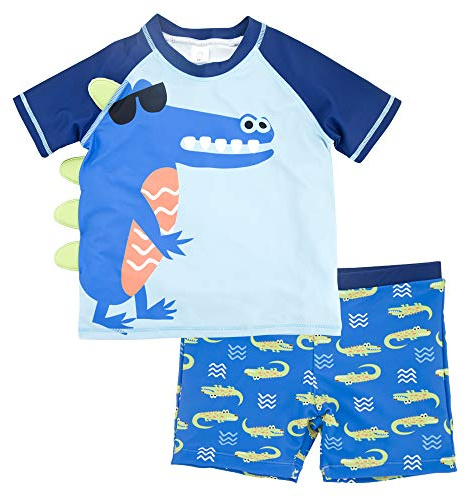 Maillots de Bain pour Garçons - T-Shirt & Shorts 2 Pièces de Costume de Natation Anti-UV 3-8 Ans