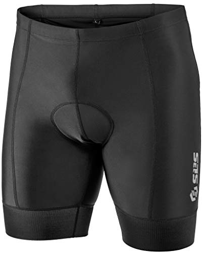 SLS3 Pantaloncini Triathlon Uomo - Tri Shorts Men - 2 Tasche FRT Pantaloncino Triathlon Uomo - Ideato da Atleti (Solid Black, L)
