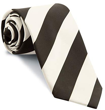 Corbata Rayas Anchas Estilo Británico (Rayas Blancas y Negras)