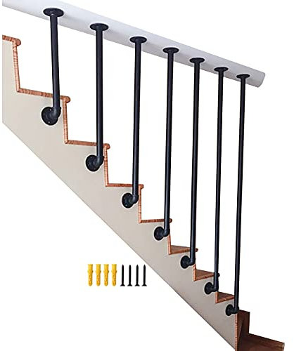 Corrimano per ringhiera per Scale per Interni ed Esterni - Kit Completo, Loft Villa Indoor e Maniglione per Scale a Muro per Esterni - Nero