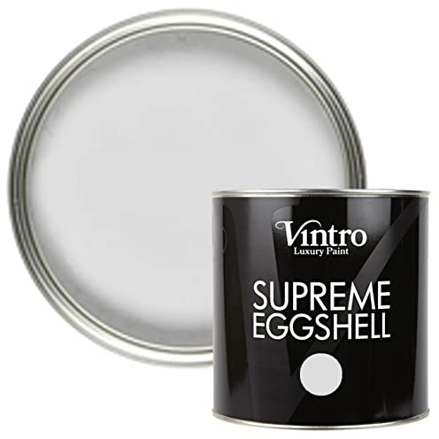 Vintro Paint | Eggshell Paint | for Walls | Wood | Trim | Satin Furniture Paint | Interior & Exterior Use. (Chrysler - Light Grey, 2.5 Litres)