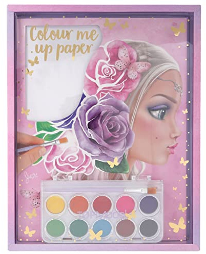 Depesche 11487 TOPModel - Colour me up Paper, papier aquarelle avec 10 motifs à colorier, pinceau et aquarelle inclus