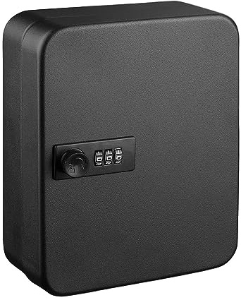 Milageto Caja de Seguridad para Llaves con de Bloqueo, Organizador de Almacenamiento de Llaves metálico, Gancho Negro 48