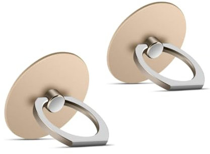 Msagkah 2Pcs Poignées pour Téléphone Portable, Porte-Anneau de Téléphone à Rotation 360°, Support de Téléphone Portable pour Samsung, iPhone et Tous Les Smartphones (Rond-Doré)