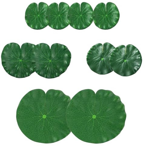 HSIXHAF 10 pcs Künstliche Lotusblätter, Lilien Pads schwimmender Schaumstoff Lotusblätter realistische Seerosen Pads für Zuhause Garten Teiche Pool Aquarium Landschaftsdekoration