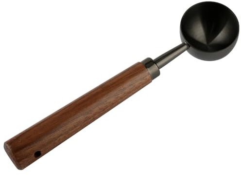 Bojueshaw Cuchara de café, cuchara medidora de café de 15 ml, cuchara de café de acero inoxidable, cucharada con mango de nogal natural, para café molido