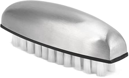 Cepillo para Verduras, Multifunción de Acero Inoxidable, Cepillo de Lana de Nailon, Fregador de Verduras, Fregador de Patatas, Mango Cómodo para Limpiar Dedos o Uñas, Frutas y