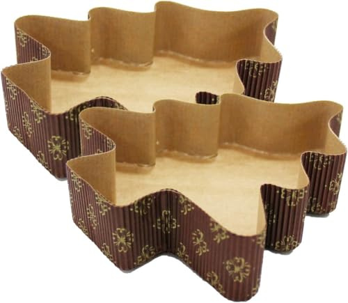 MA MAISON 10 Stampi per Dolci a Forma di Albero 750 gr - Stella 500 gr Quantità Max Impasto, Stampo a Forma Natalizia, Carta da Forno, Colore beige (10 Pz - Albero - 750 gr)