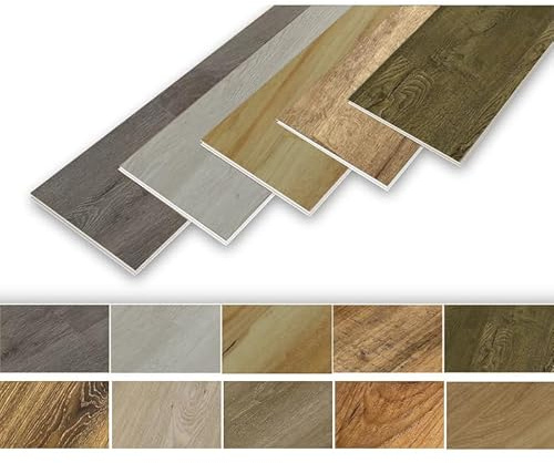 NoblesBox Click - Pavimento in vinile rigido SPC, decorazione in rovere, impermeabile e antiscivolo, 4 mm + 1 mm, isolamento acustico, per riscaldamento a pavimento, altamente resistente all'abrasione