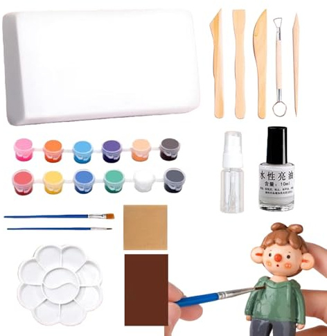 Argile sèche avec outils | Argile sèche sans cuisson avec accessoires et outils de sculpture, poterie douce et sûre pour petits garçons et filles